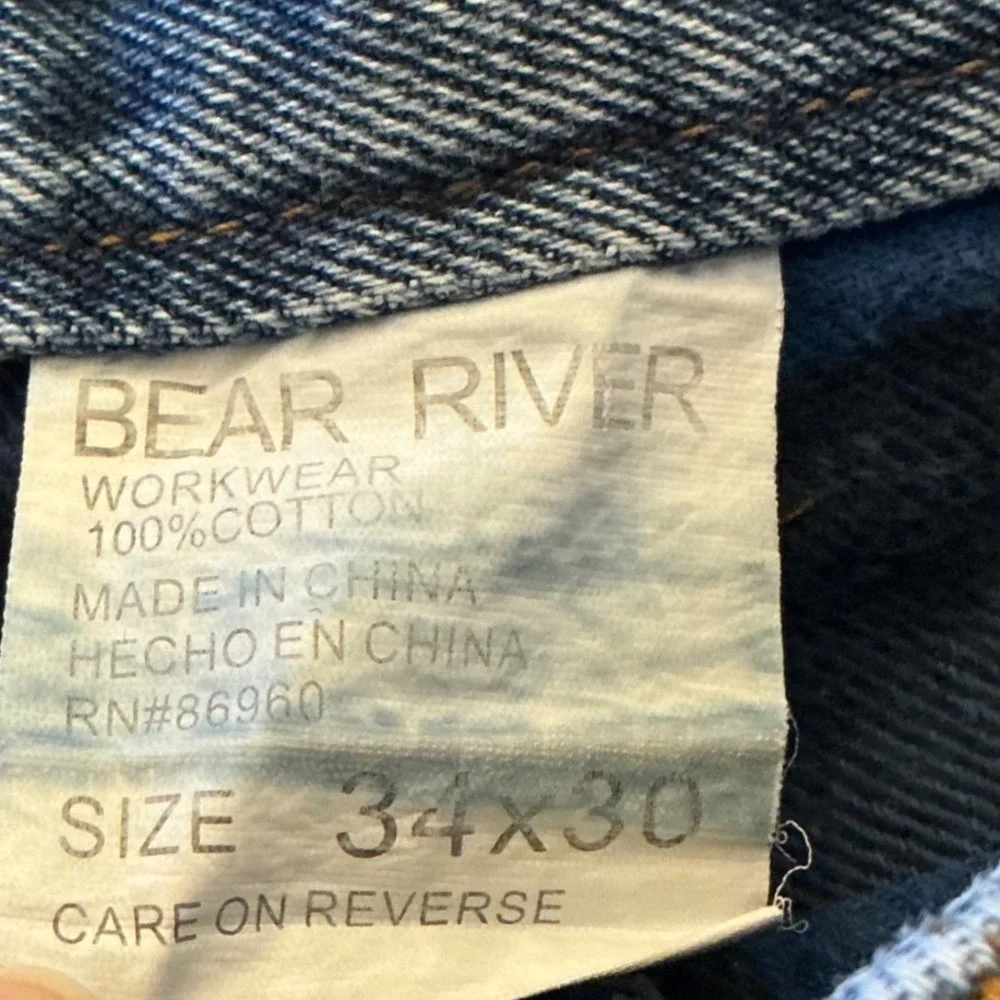 Bear River Workwear Men's Blue Denim Flannel Lined‎ Jeans Size 34x30